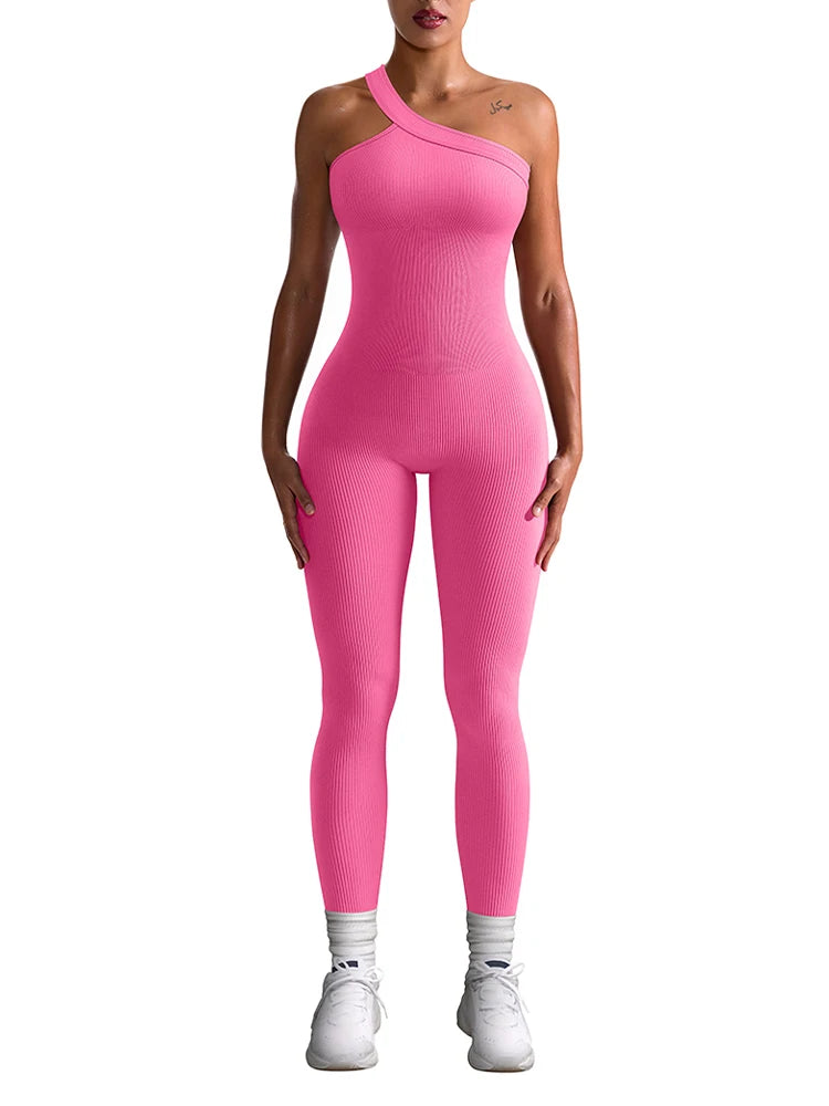Ribbed One Shoulder Seamless Jumpsuit
